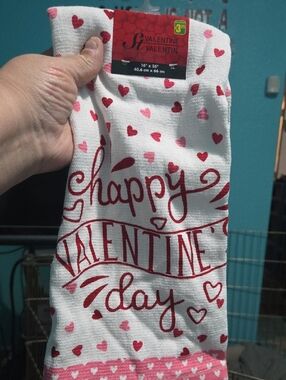 Happy Valentine Day Heart Print Kitchen Towel